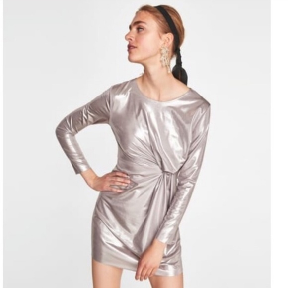 Zara metallic silver mini dress. - Picture 5 of 8